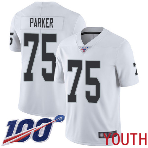 Oakland Raiders Limited White Youth Brandon Parker Road Jersey NFL Football #75 100th Season Vapor Jersey